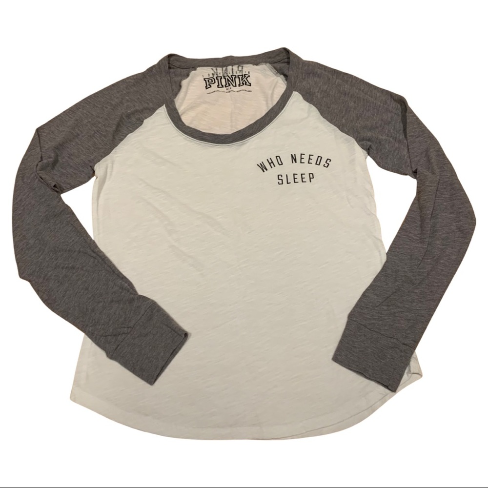 PINK Grey and White Baseball Pajama Shirt